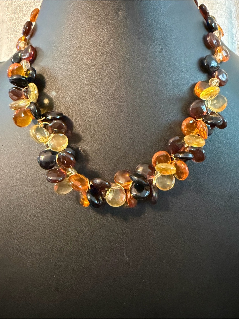 Multi-Color Amber Bead Necklace and Bracelet- Women's Jewelry